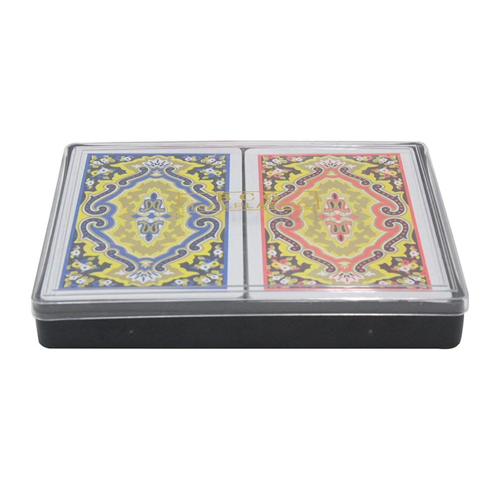 Boxed Red and Blue Bridge Standard Index Playing Cards Table Game Bundle - 2 Decks Cloth Textured PVC Waterproof