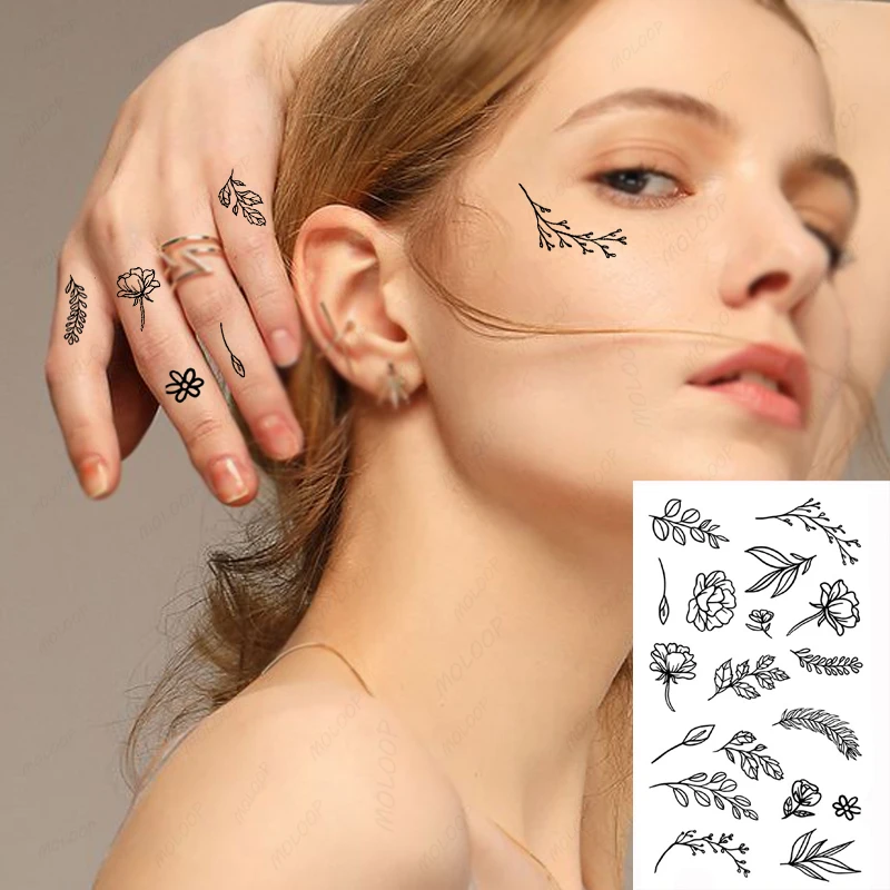 Tattoo Stickers Mini Cute Flowers Planet Party Makeup Fake Tatto for Women Men Waterproof Temporary Finger Hand Face Body Art