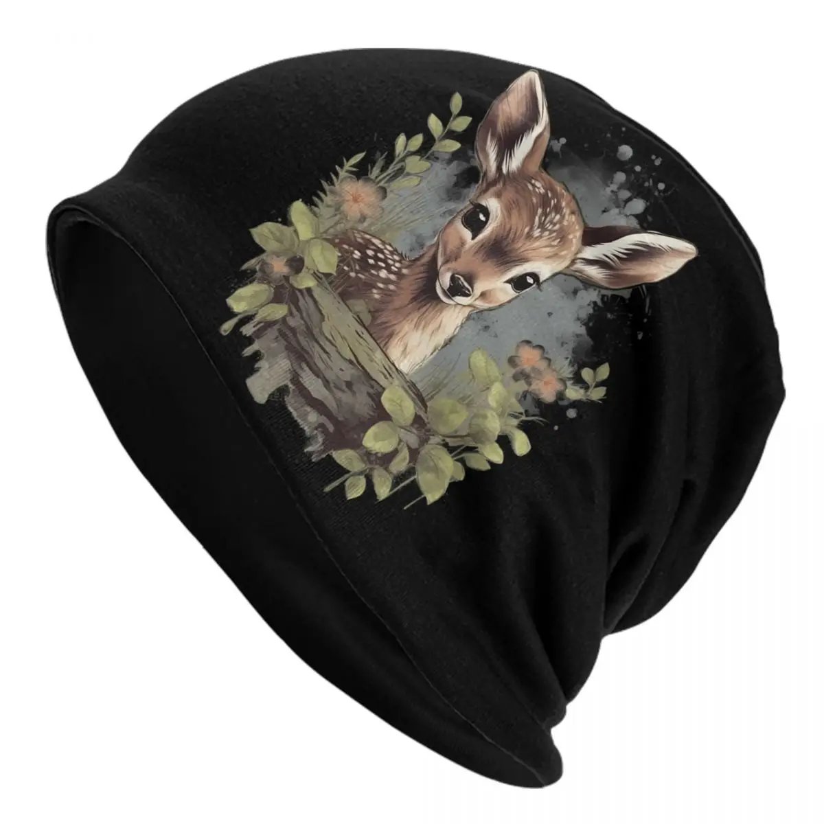 

Custom Bambi Skullies Beanies Caps Cool Winter Warm Women Men Knit Hats Adult Unisex Deer Cartoon Bonnet Hats