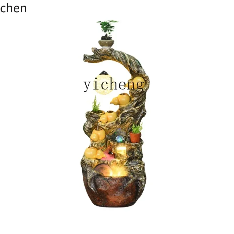 YFY  Style Water Fountain Circulating Water Interior Decoration Lucky Rockery Gourd Landscape Floor Ornaments