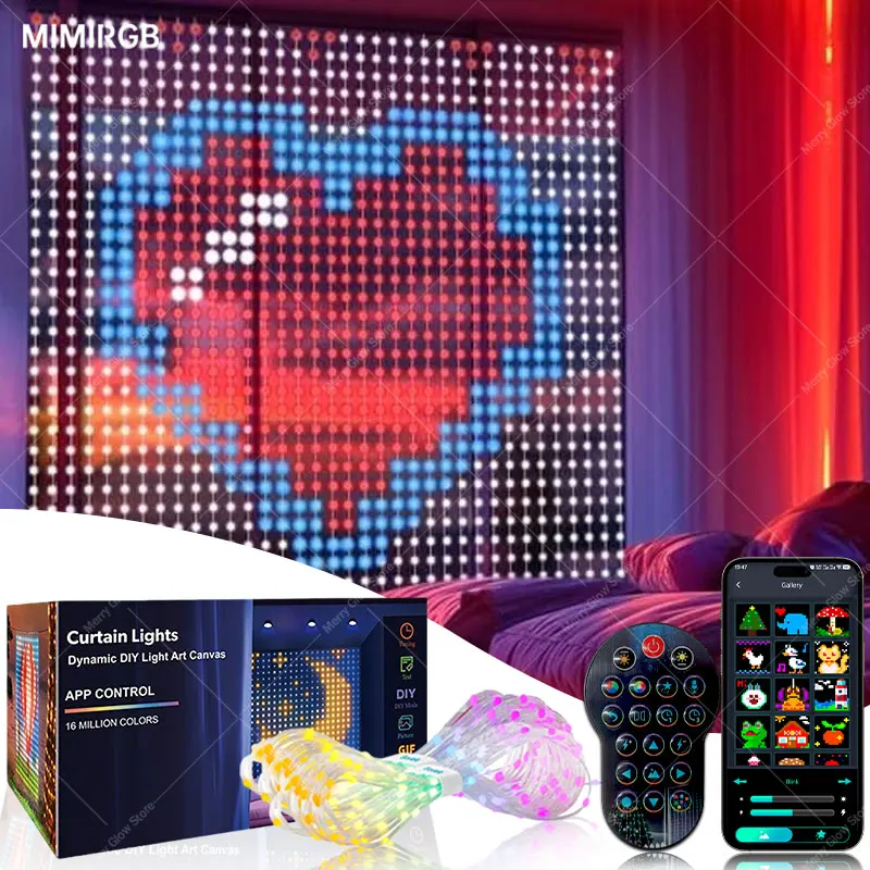 

3MX3M умные занавески, синхронизация музыки, динамические DIY тексты, граффити, гирлянды, Хэллоуин, Рождество, декор освещения