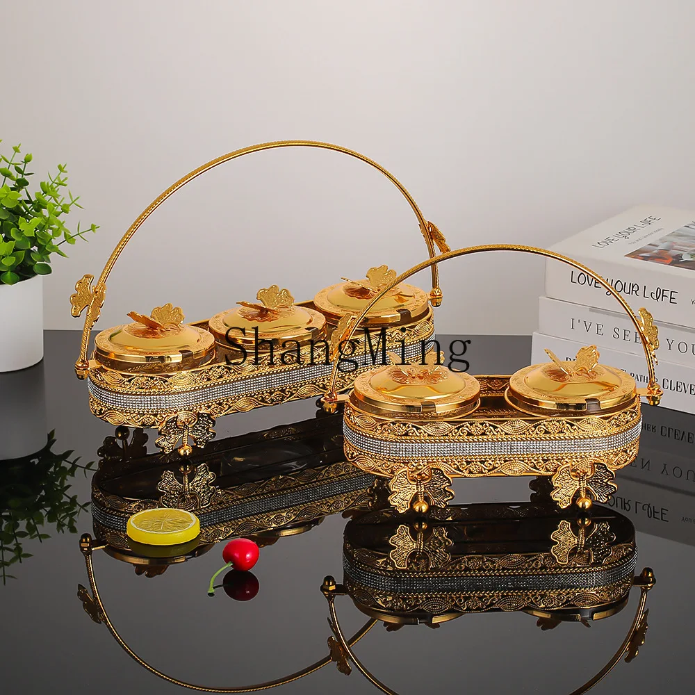 

XH Creative Gold Hollow Sugar Can High-end Butterfly Basket Base Seasoning Can With Lid Spoon Seasoning Bottle Kitchen Supplies