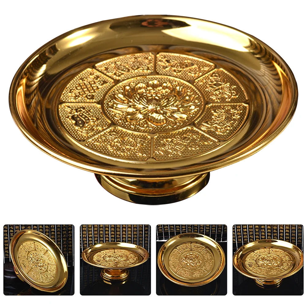 Tribute Fruit Bowl Temple Supplies High Base Tray Religious Holder Worship Plate Cupcake Stand