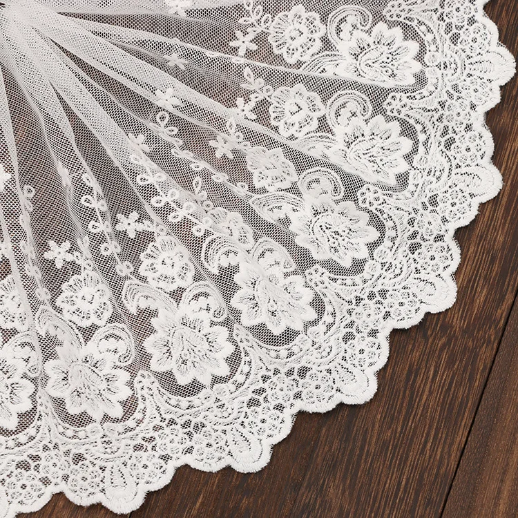 

30Yards White Embroidery Lace Fabric Floral Trims Garment Bra Lingerie Sewing Materials Trimmings Craft 23cm Width