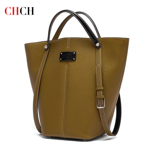 Imagen 2 del producto CHCH Bolso de mano para mujer Nuevo bolso de doble uso color albaricoque Simple de gran capacidad para viajeros de negocios