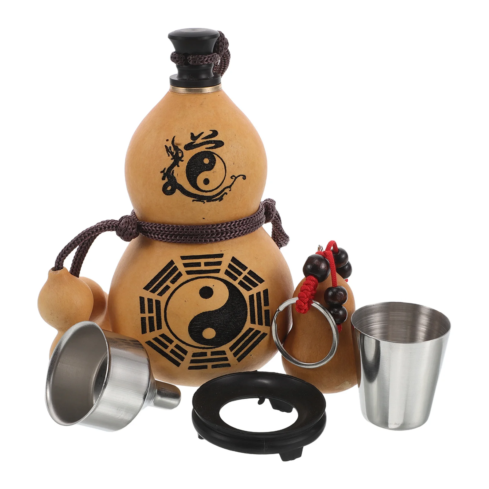 

1Set Portable Gourd Water Bottle Natural Wine Gourd Chinese Style Leakproof Stopper Outdoor Camping Hiking Flask