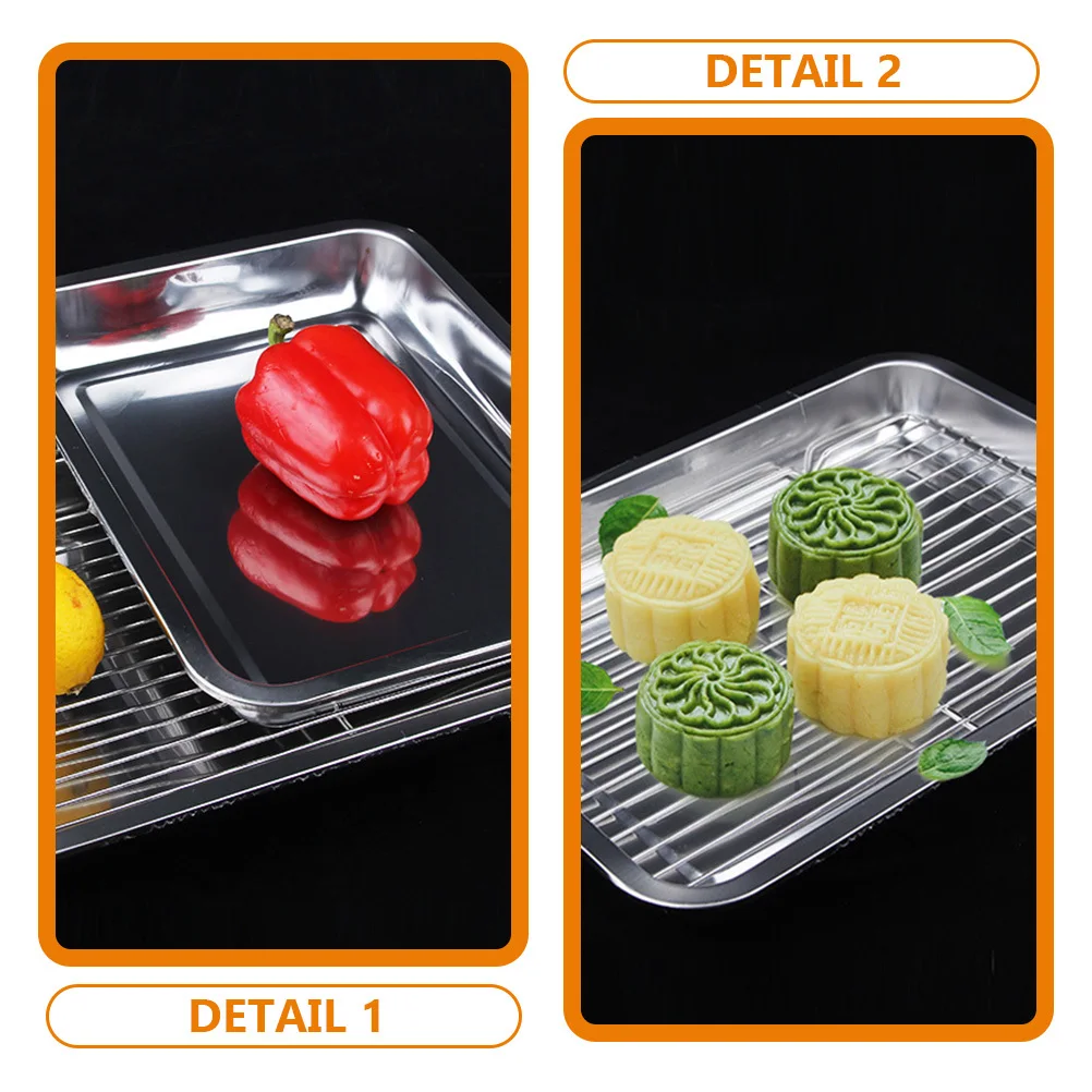 

1Set Stainless Steel Fried Food Plate Strainer Basket Snack Storage Tray Convenient Household Serving Dish Fried Food Plate