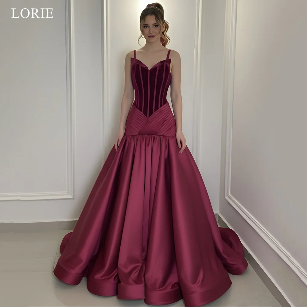 

LORIE Elegant Satin Party Dresses Spaghetti Strap Velvet Corset Evening Prom Dress Draped A-Line Prom Gown Customized
