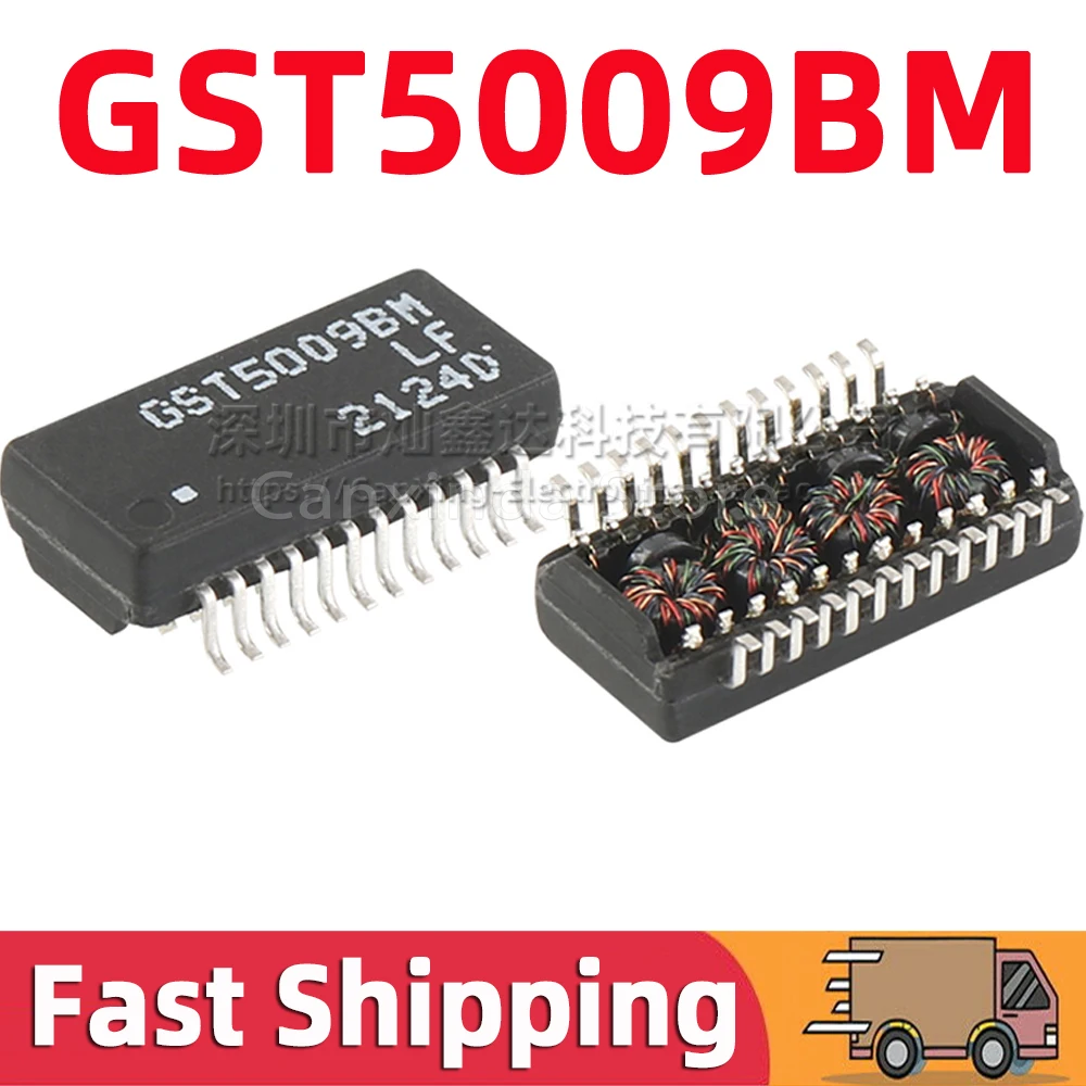 

5pcs GST5009BM-LF GST5009BM GST5009 SOP24 SMD Gigabit Ethernet Network Isolation Filter Transformer 1000 BASE-T 350uH 1CT:1CT