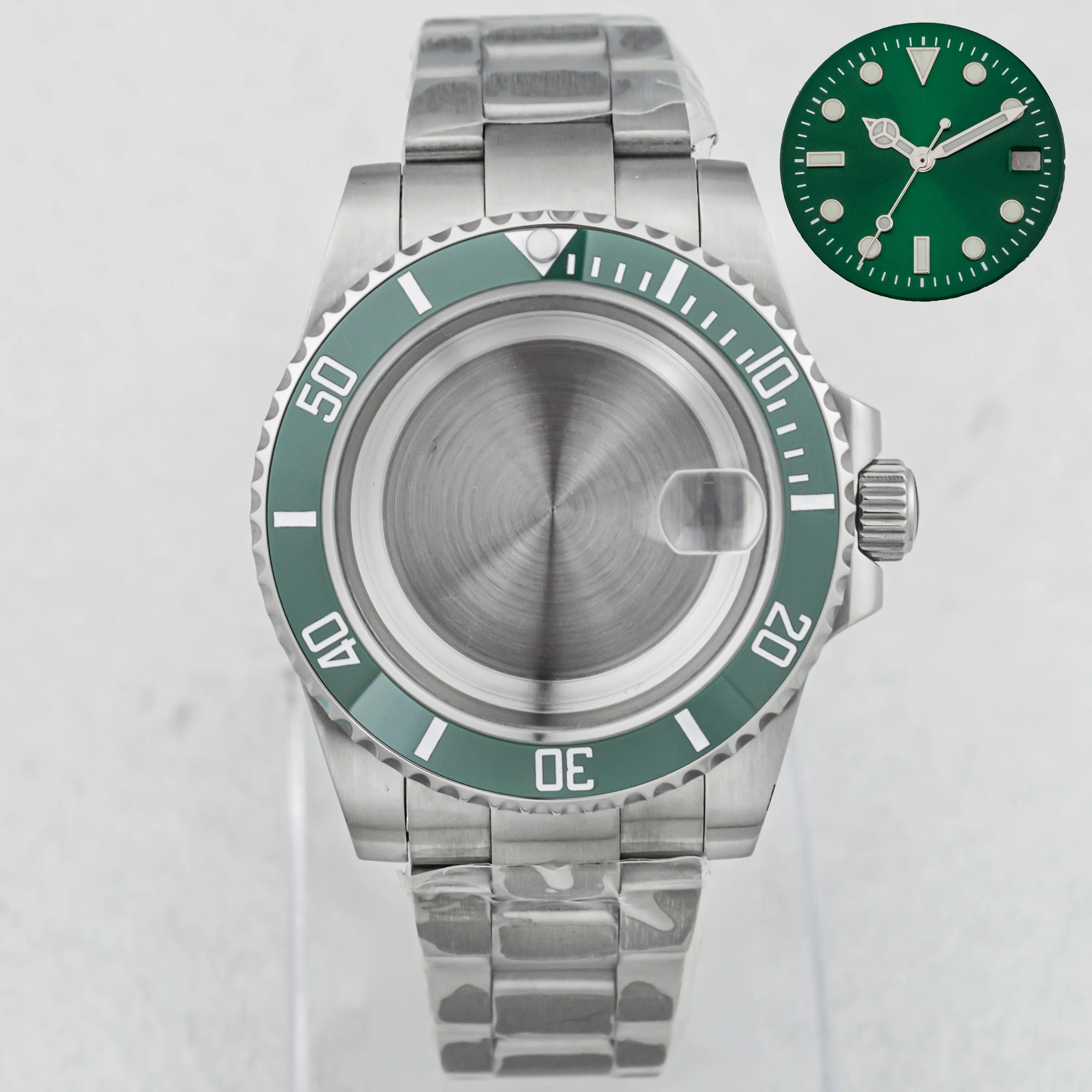 40mm Watch Case Dial Hands 20mm Middle Polished Strap for SUB GMT NH35 NH36 Movement Sapphire Crystal Watch Case 28.5mm Dial