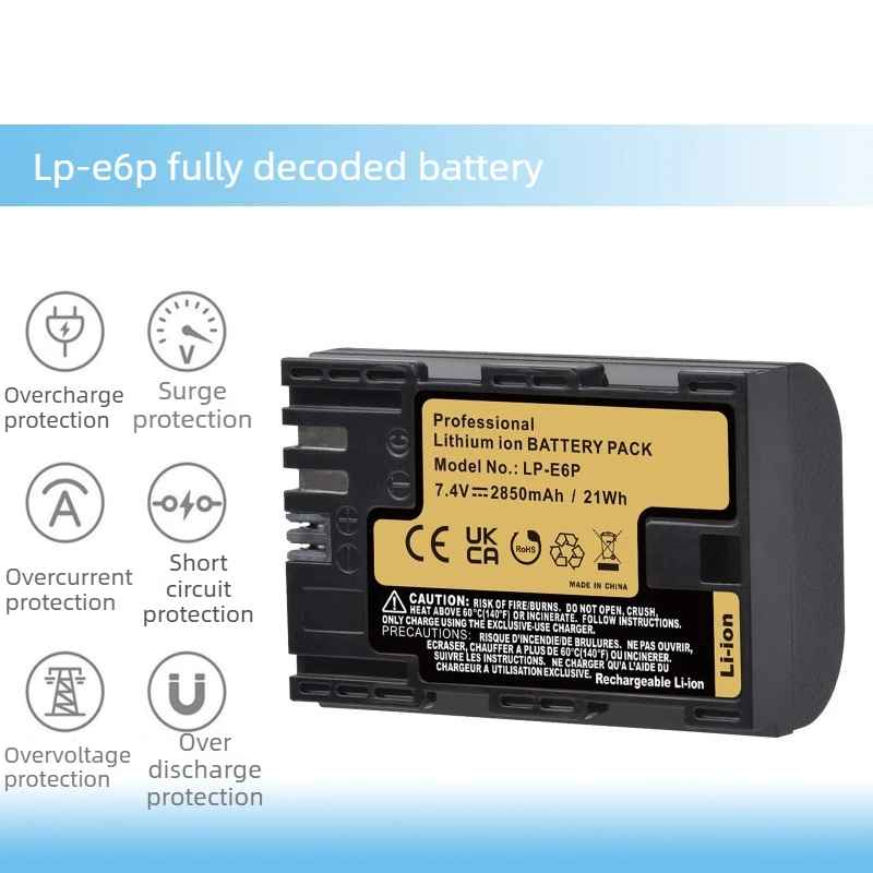 LP-E6P 7.4V 2850mAh Fully‑decoded Camera Battery for R5 MARK II After‑market Spare High‑quality Camera Battery