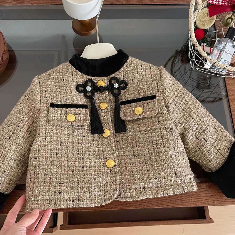 

2025Winter New Two-Piece Set for Girls, Thickened Elegant Skirt Set for Babies