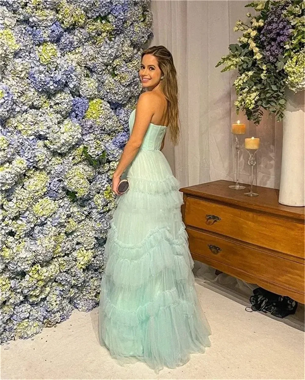 Jessica Pink Princess Prom Dresses 2024 Multiple Layers Of Tulle Evening Dress Strapless Elegant Lady Wedding Party Dress