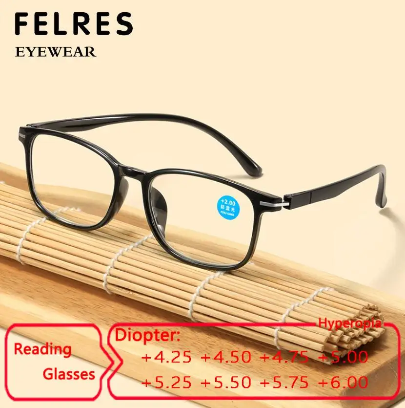 

Спортивные квадратные очки для чтения с защитой от синего света, мужские и женские очки по рецепту, оптические очки, очки для дальнозоркости с одним фокусом + 4,25