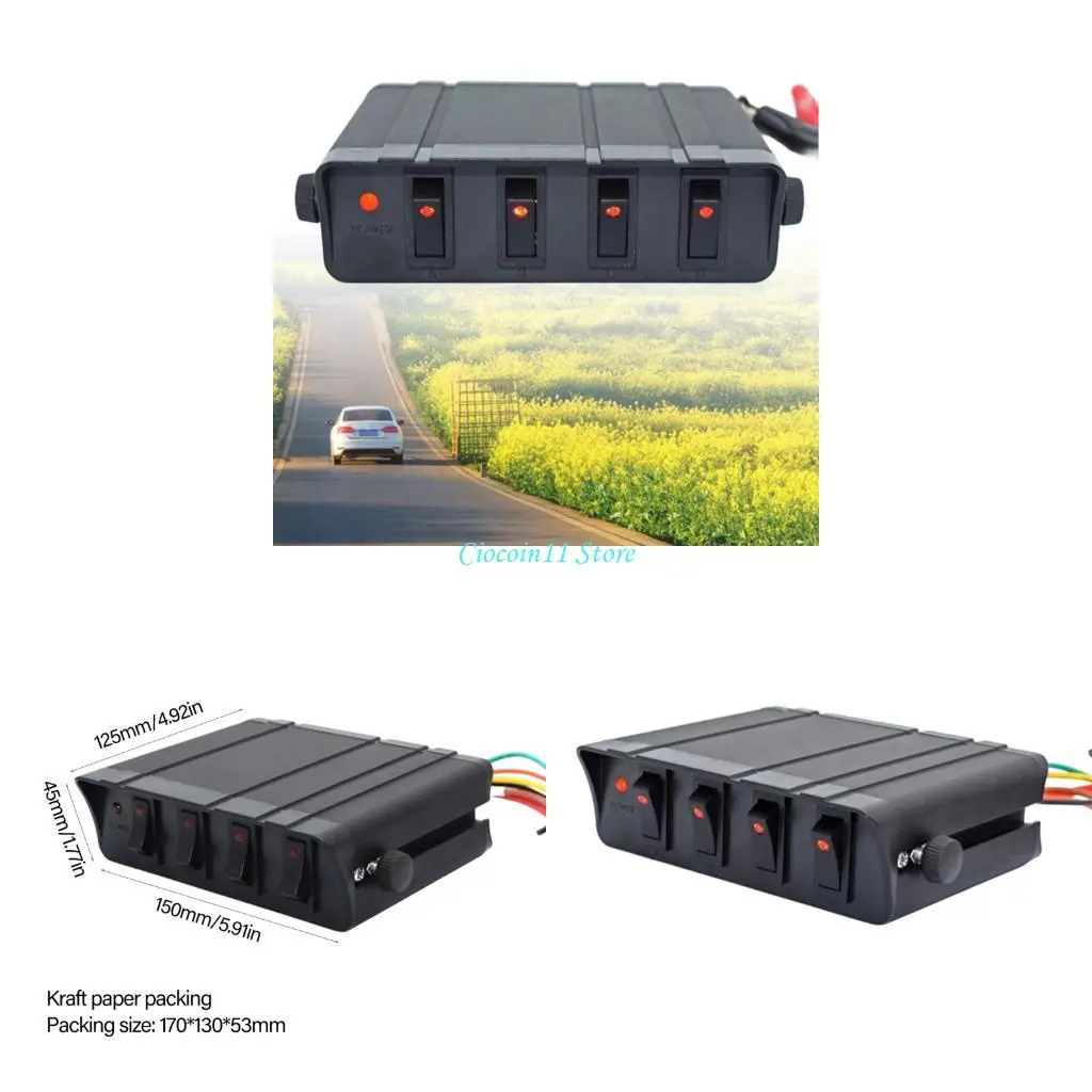 

Y1UB Heavy Duty 4 Gang Box Box Abs Toggle Box Box Обновления панели автомобильного переключателя для грузовых лодок и мотоциклов