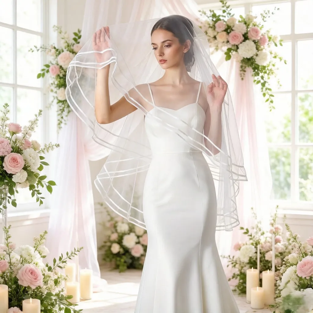 2Layer Bridal Veil Elegant Satin Edged Wedding Veil Whit Comb White Ivory Minimalist Bridal Wedding Headwear Accessories G22