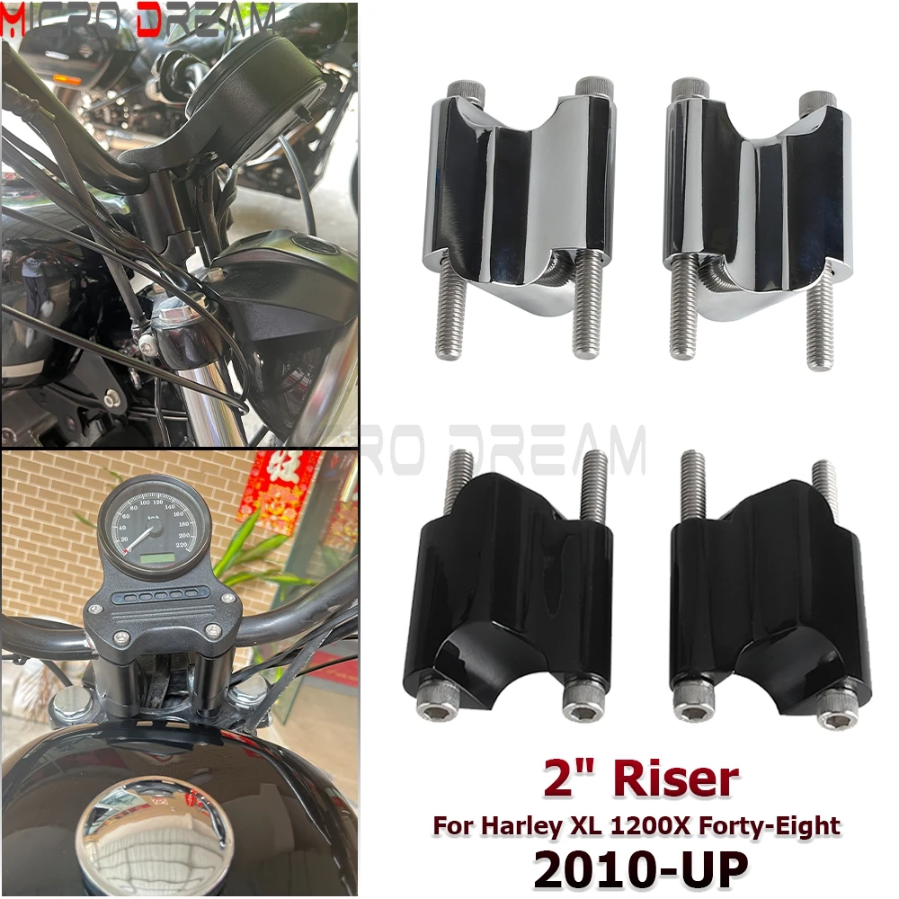 

Black/Chrome 2inch Riser Extension Kit For Harley XL 1200X Forty-Eight 48 2010-UP Motorcycle Aluminum Handlebar Riser For 1" Bar