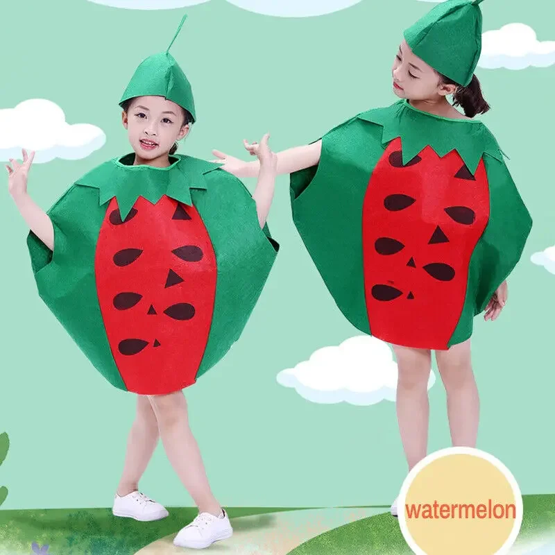 Kids Fruit Costume Outfit Novelty Fruit Veggie Performance Stage Cosplay Costume Vegetable Clothes Strawberry Grape For Boy Girl image 3