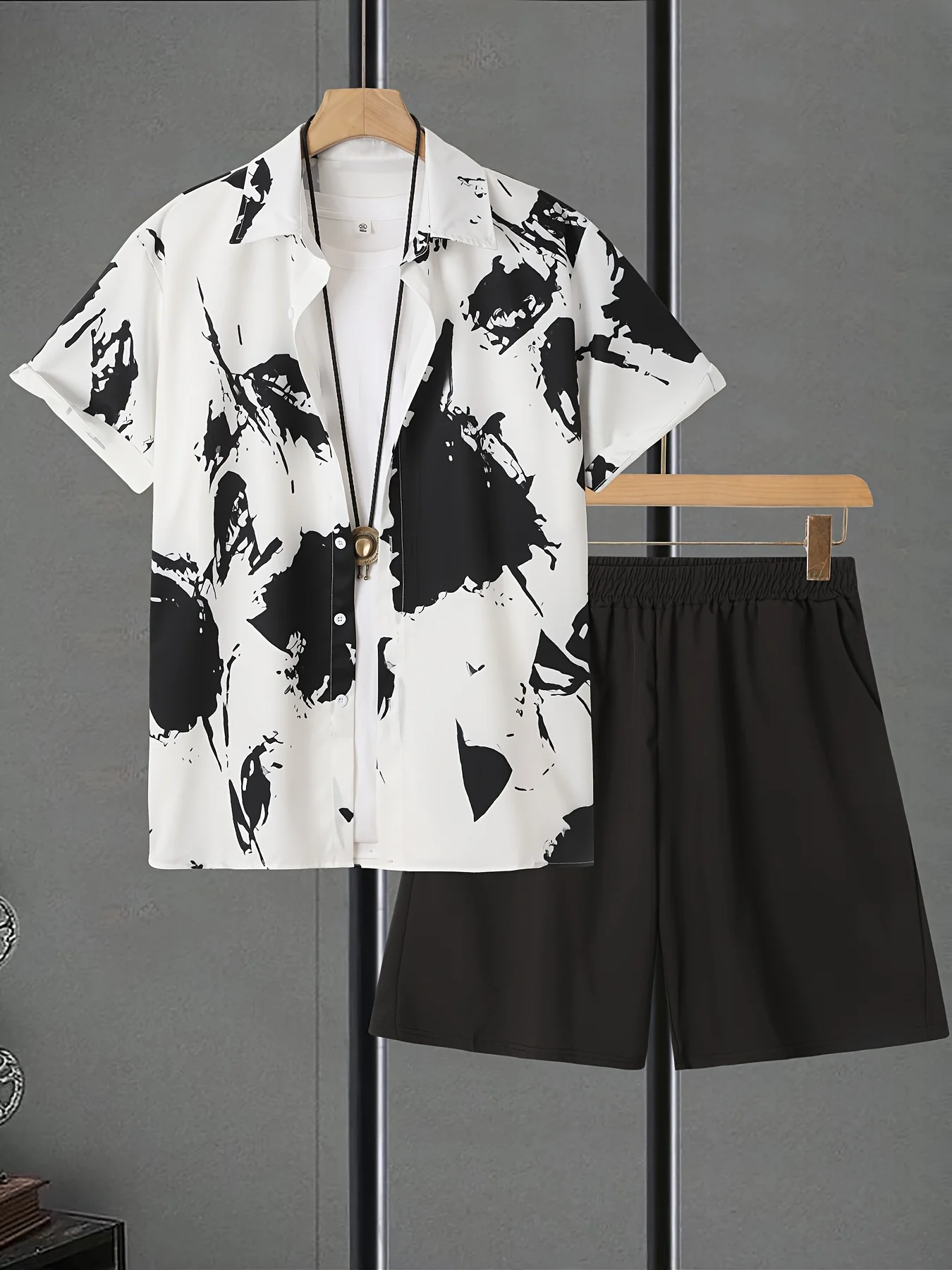 

Мужская рубашка с гавайским принтом кокосовой пальмы, летние топы с короткими рукавами, пляжные шорты, комплекты из 2 предметов, повседневная одежда в стиле отпуска, одежда