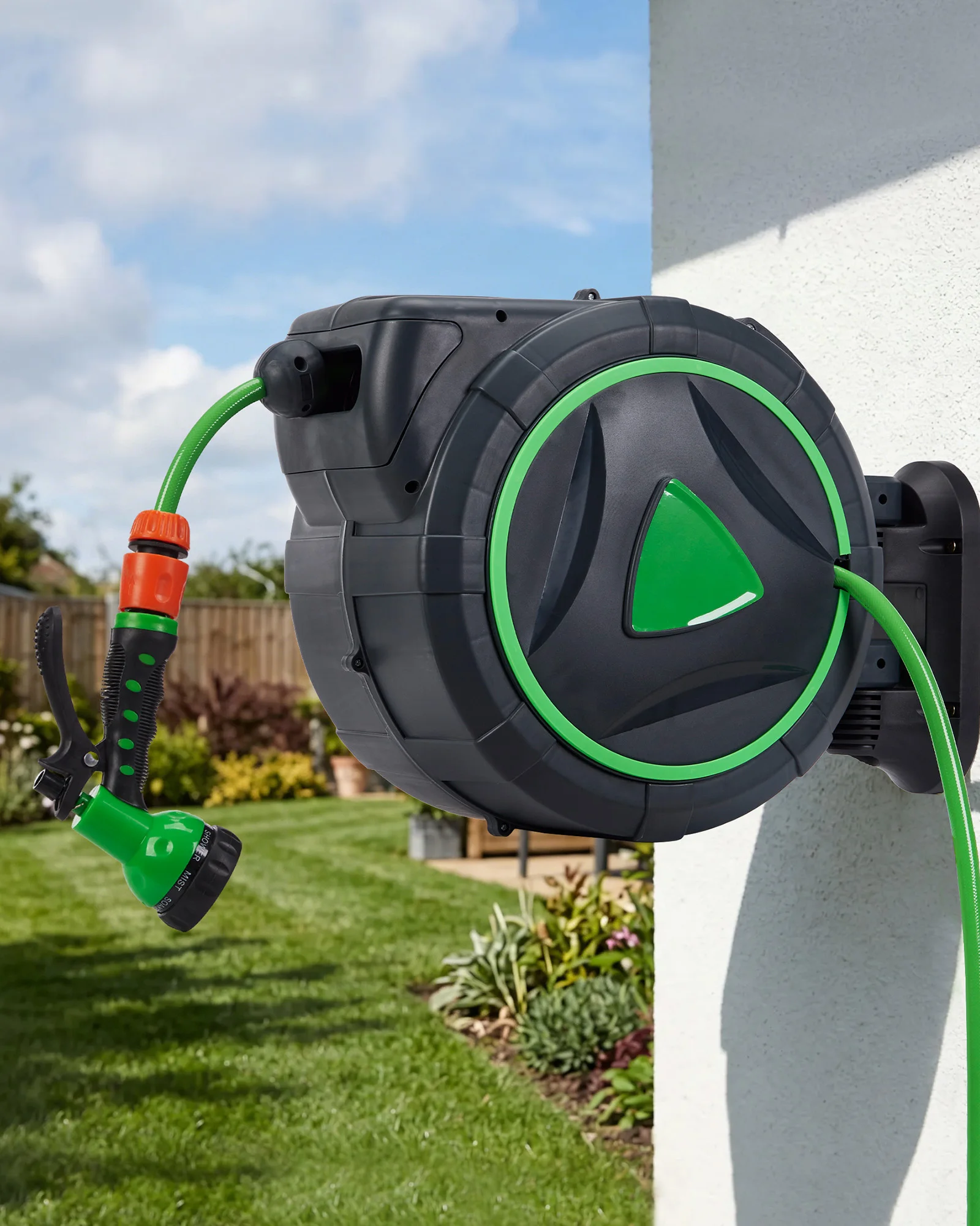 

Retractable Hose Reel 65/90/100 ft, Heavy Duty Wall Mount Garden Hose Reel with Automatic Rewind & Slow Retraction, 180° Swivel Bracket Kink-Free Water Hose for Large Lawn Yard Car Washing