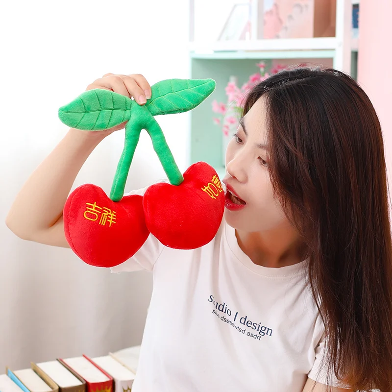 

22/35/60cm Simulation Stuffed Fruit And Vegetable Soft Cute Cartoon Cherry Plush Toys For Girls Kids Soothing Toy