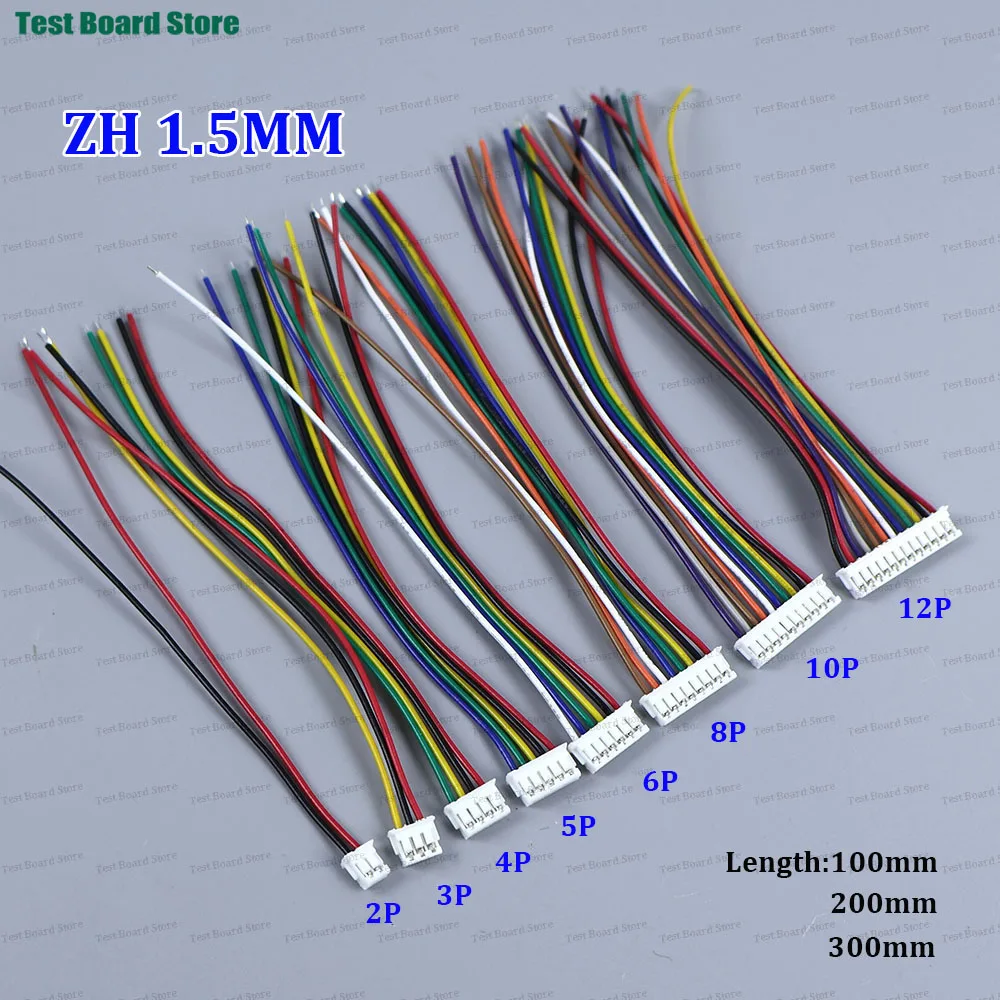 10/20/50PCS JST ZH1.5 ZH 1.5mm Wire Cable Connector 2/3/4/5/6/8/10/12 Pin 1.5MM Pitch Plug 10CM/20cm/30CM Wire Length 28AWG