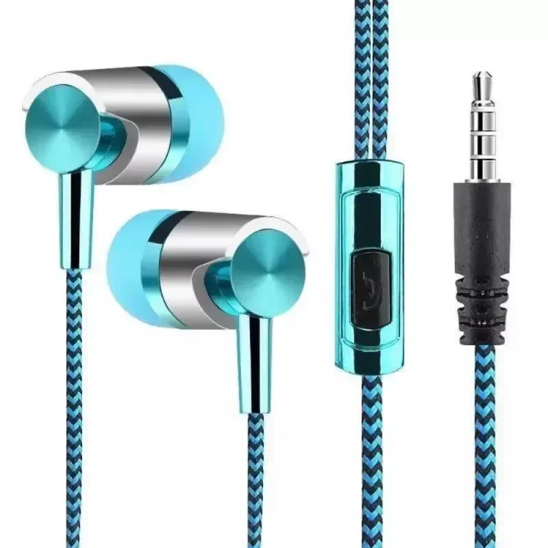 3.5mm Earphone For Smart Phone Jack Bass Universal In-ear Headset Braided Cord With Microphone Stereo Wired Control Sports