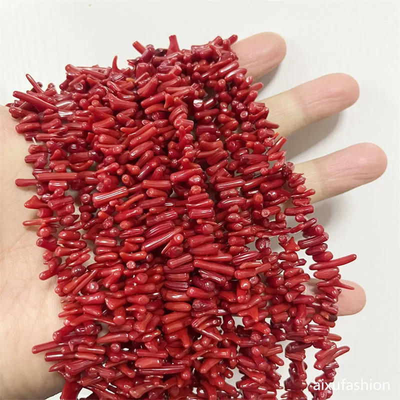 Natural Irregular Coral Stone Necklace Branch Plantlet Freeform Jewelry Vintage Seedlings Classic Beaded Chain Strand Gift