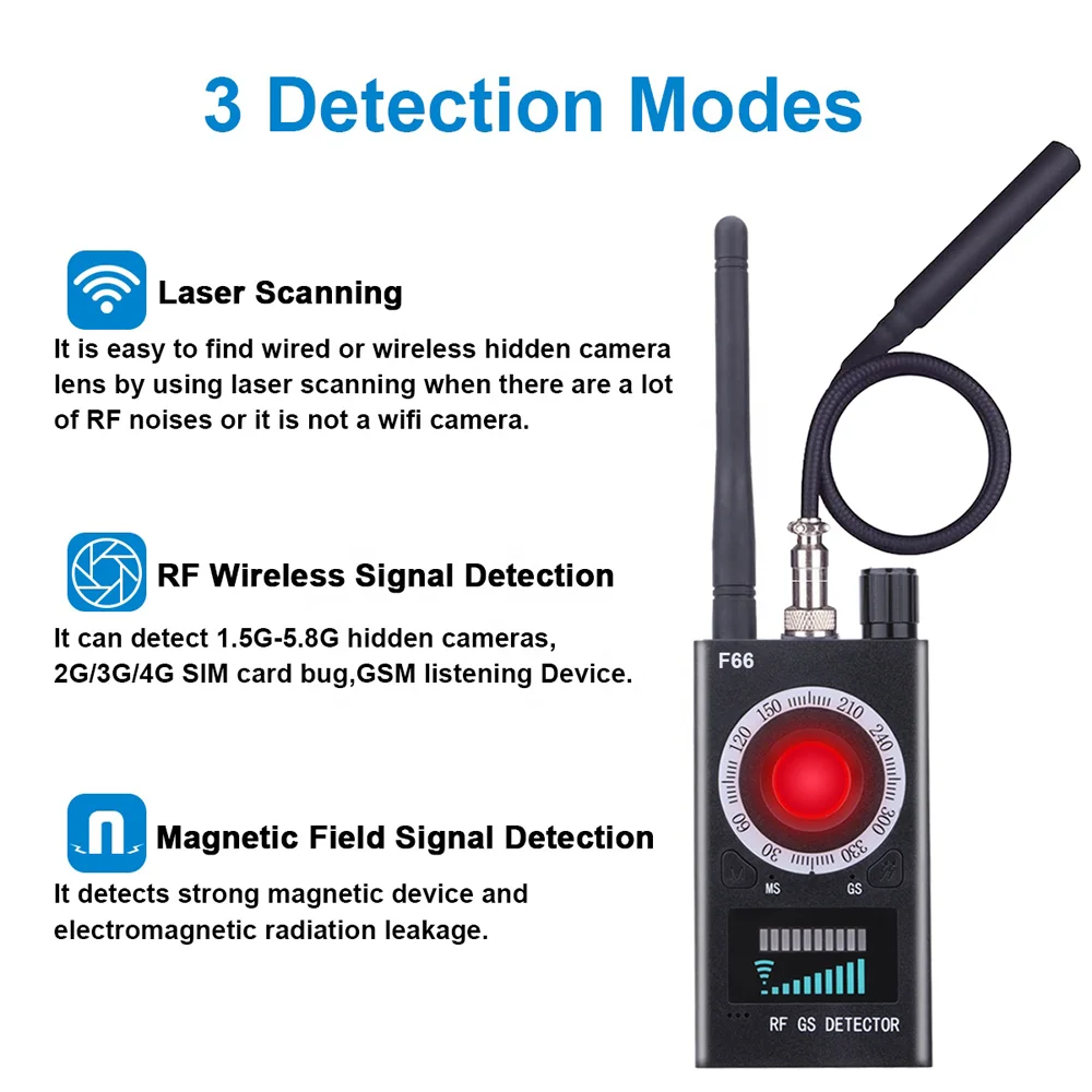 K18 Detector multifunción Anti-Bug Audio SPY Camera, buscador GSM, lente de señal GPS, localizador RF, rastreador, detección, cámara inalámbrica