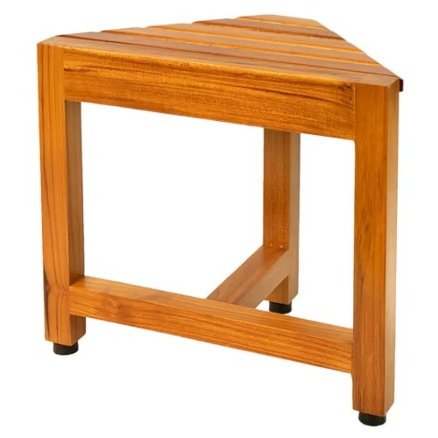 

Teak Shower Corner Bench, Wooden Foot Rest, Shower Bench for Shaving, Corner Shower Stool for Inside Shower, Bathroom