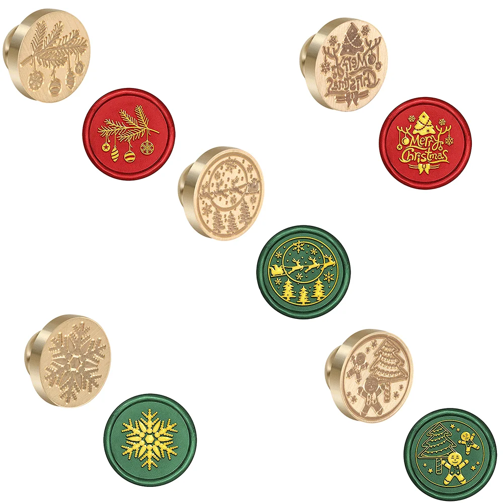 Wachssiegelstempel mit Weihnachtsthema, Wachssiegelstempel, austauschbare Messingstempelköpfe zum Dekorieren von Geschenken und Grußkarten
