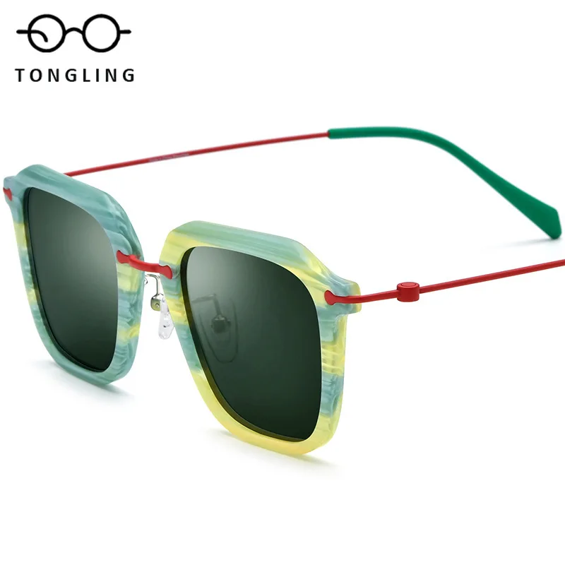 2026 New Fashion Men High-Quality Pure Titanium Acetate Square Trendy Glasses Retro Women Personalized Handcrafted Sunglasses