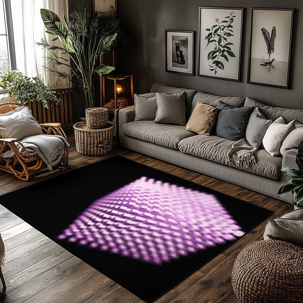 

Tuniu Purple Geometric Area Rug Non-Slip Floor Mat for Home Living Room Bedroom Kitchen