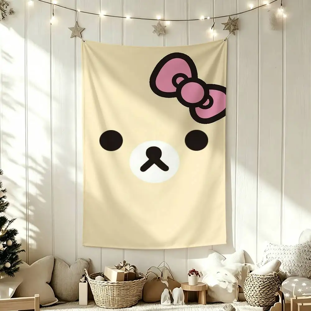 Cute R-Rilakkuma Funny Flags for Bedrooms Home Decor Items Outdoor Decors Garage Decoration Flaga