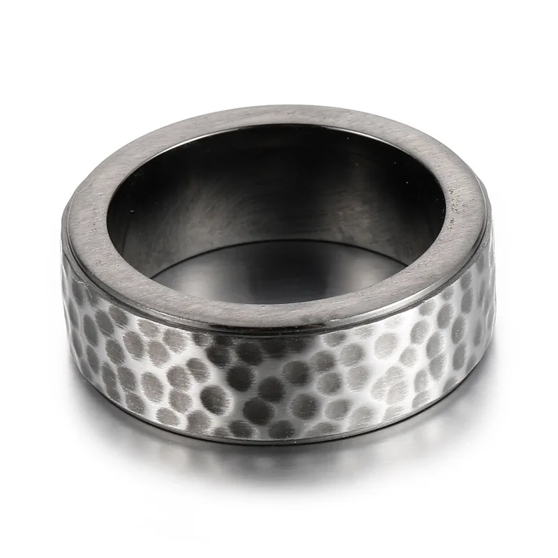 Punk Rock Titanium Steel Concave and convex Round Finger Rings for Men Vintage Jewelry Size 8-11 Never Fade