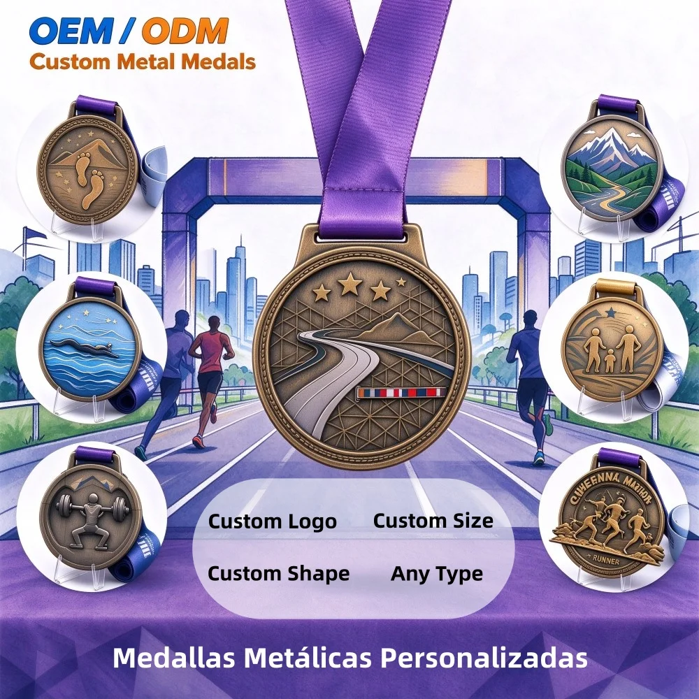Custom Metal Sport Medal Personalized Award Medals Zinc Alloy Brass Die Casting Sports Event Medal Manufacturer Custom