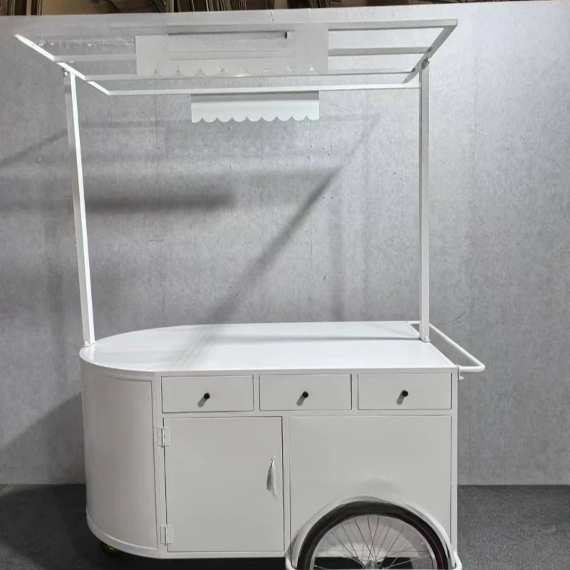 Mobile booth car Multifunctional coffee Milk tea cart Trolley Commercial street Wrought iron float