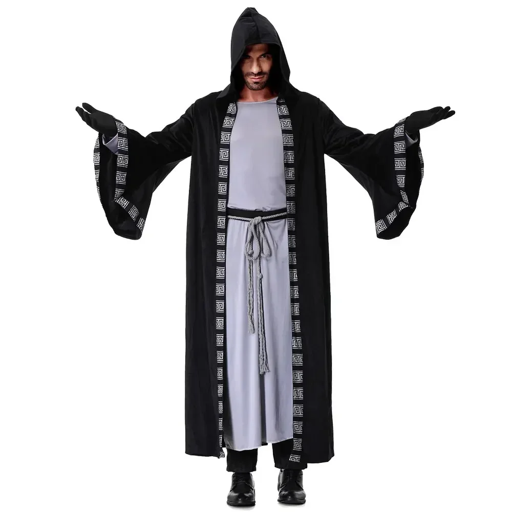 

Halloween adult luxury wizard magician robe Ghost Festival cosplay medieval monk clothes evil horror dark Performance Costumes