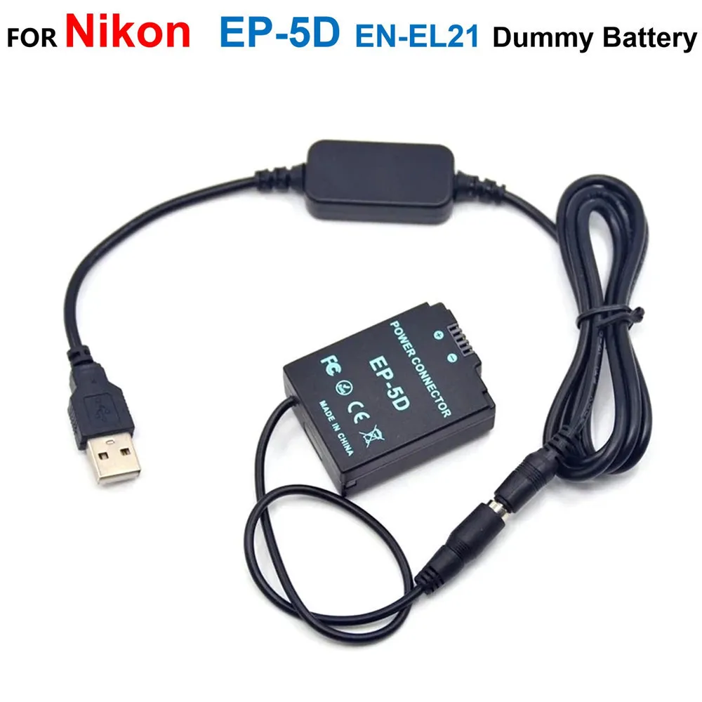 

5V USB Power Cable Adapter+EP-5D DC Coupler ENEL21 EN-EL21 Fake Battery For Nikon 1 V2 1V2 Camrea