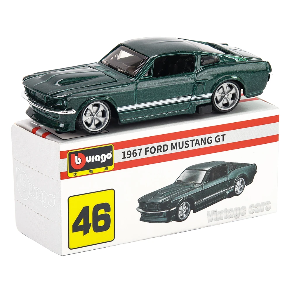 Bburago1:64 1967 Ford Mustang Multiple Model Small Collection Car Alloy Model Toy Gift Scene Decoration Classic and Exquisite