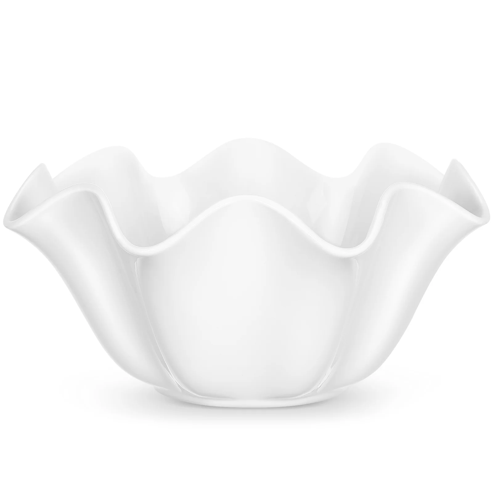 

Ceramic Bowl High Class Anti Scalding Heat Resistant Soup Fruit Salad Wave Edge Dishes Decorative Kitchen Serving Bowls White