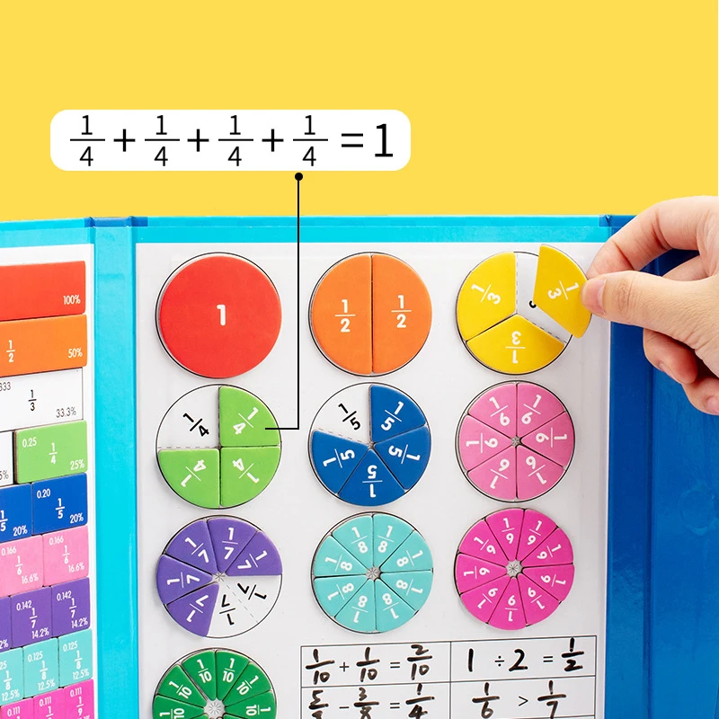 Libro di frazione magnetica in legno aritmetica apprendimento matematica giocattoli sussidi didattici Montessori per bambini giocattoli di natale regalo educativo