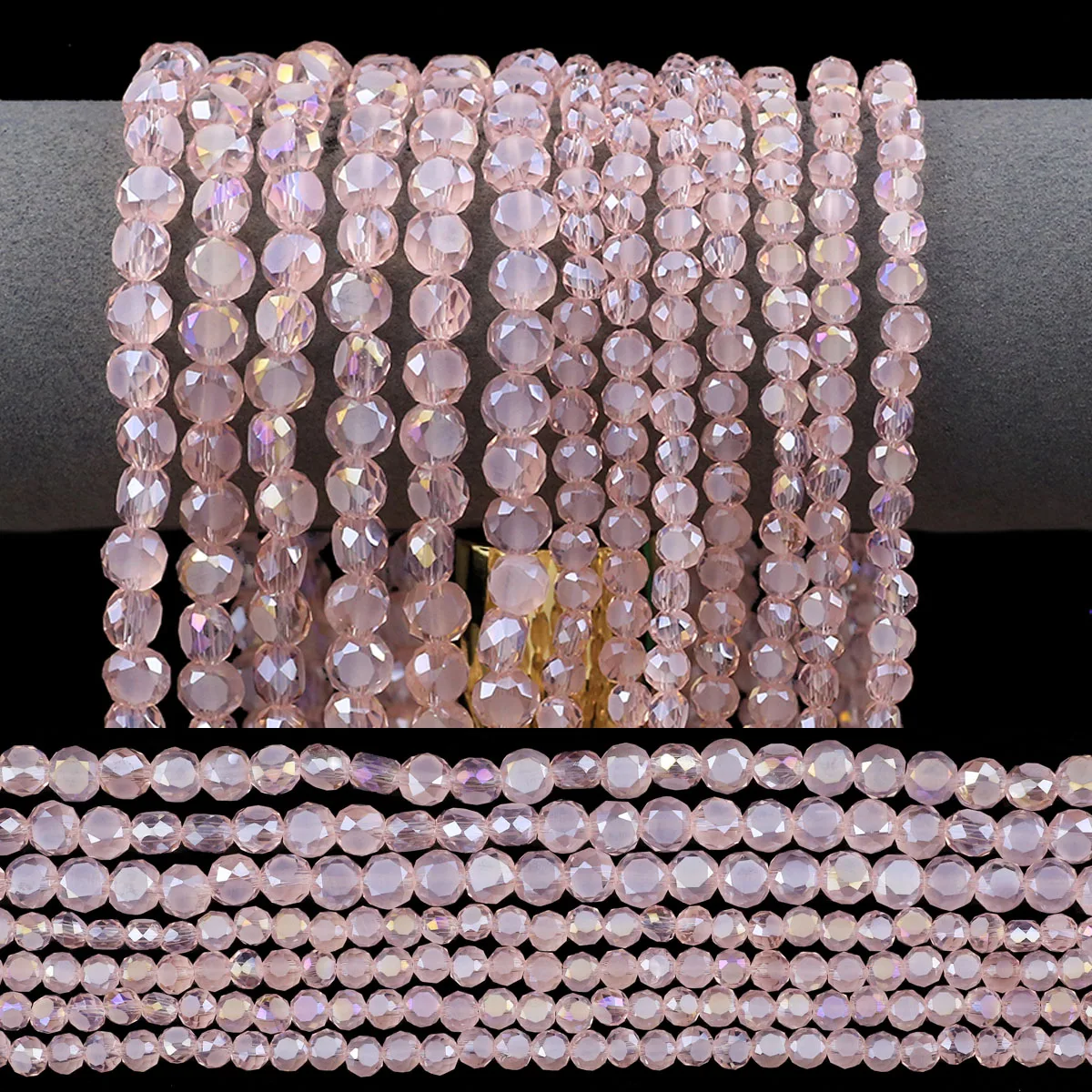 4*6/5*8mm 50 stücke österreich ische Kristall brotform rosa ab mattes Glas flache runde Abstands halter lose Perlen für Schmuck herstellung DIY Armbänder