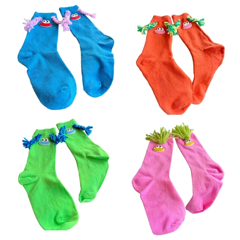 Y2K 3D Sausage Mouth Socks Harajuku Ugly Middle Calf Socks for Women