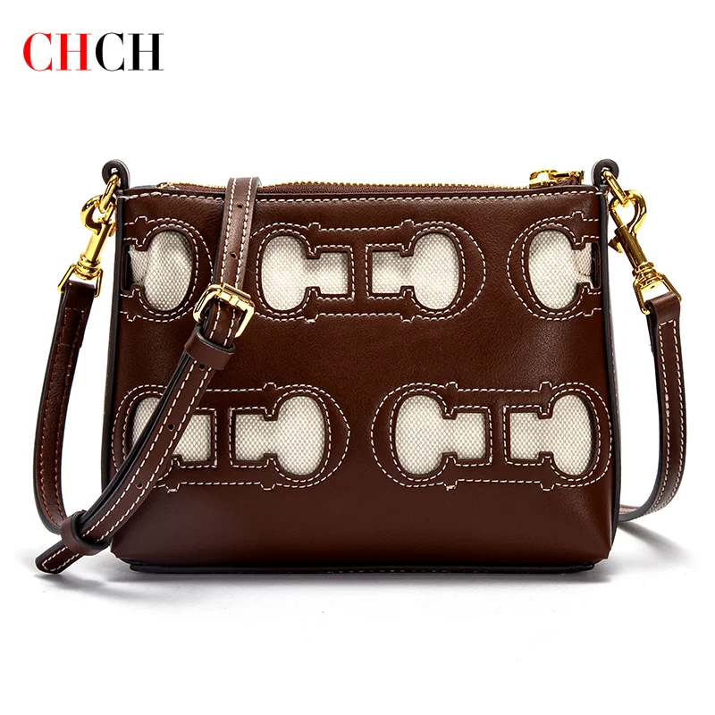 CHCH Women's Shoulder Bag Brown Hollow Design Crossbody Bag Simple Commuter Women's Bag