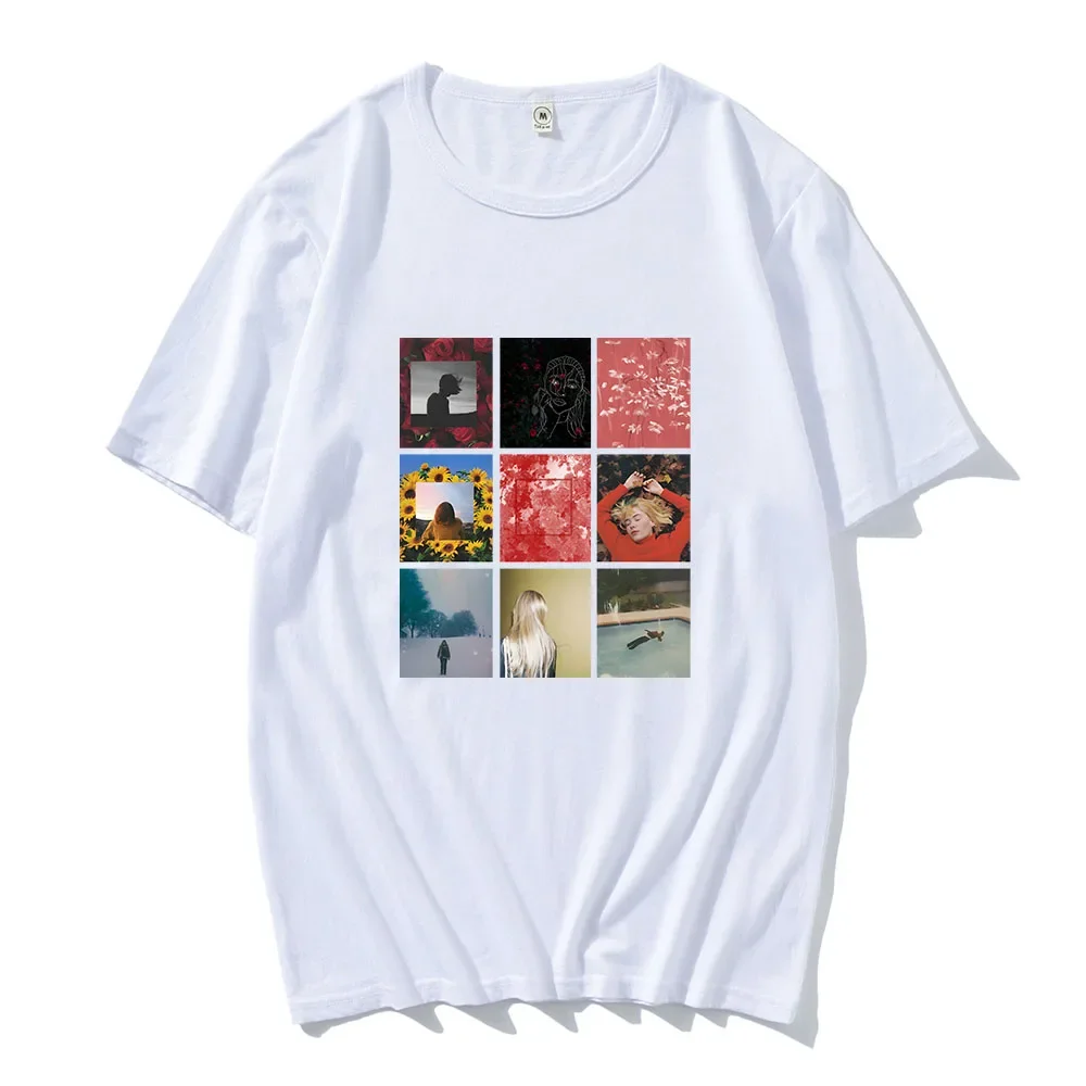 

Men's fashion 9-grid illustration pattern printed 00% pure cotton short-sleeved T-shirt streetwear top