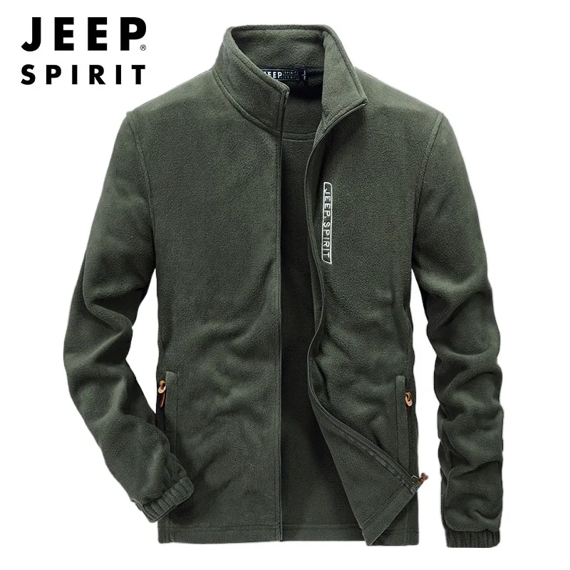 JEEP SPIRIT men casual urban fleece cardigan jacket autumn/winter new fashion simple loose thick top long-sleeved outdoor jacket