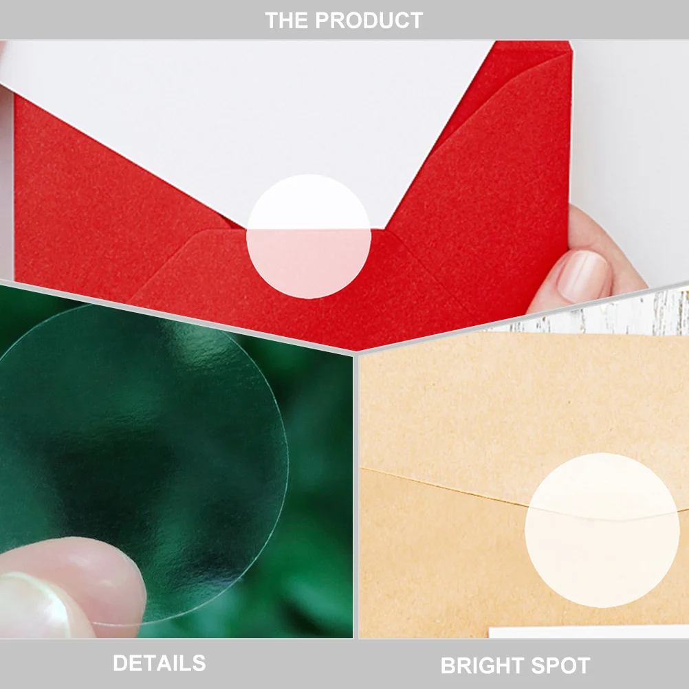 2 Rolls Clear Transparent Round Sealing Stickers Adhesive Packaging Label Stickers for Gift Wrapping Party Clear Round Sticker