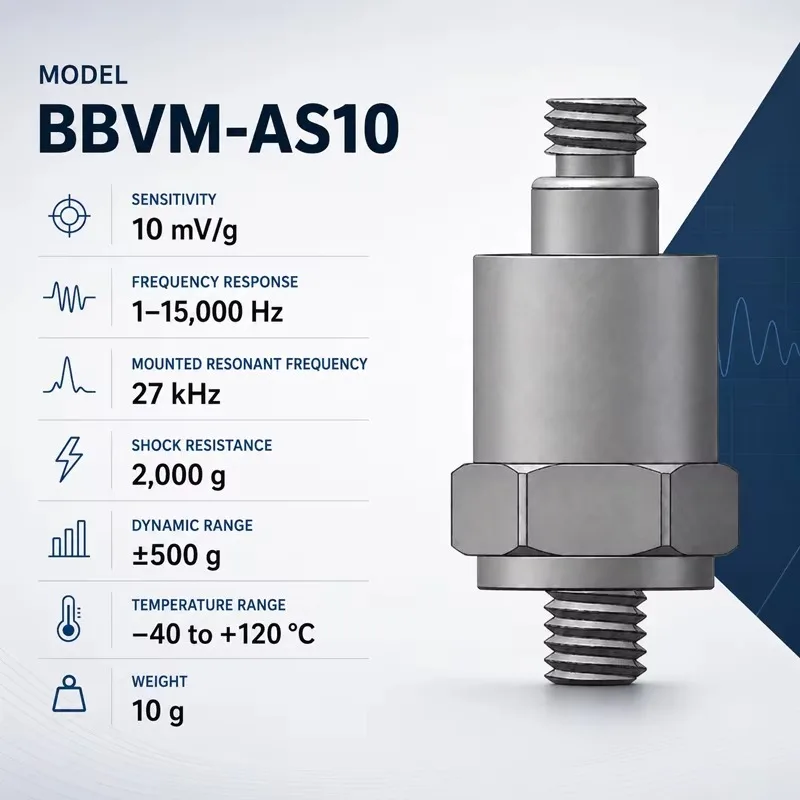 IEPE Piezoelectric Accelerometer 10mV/g 500g High Shock Vibration Sensor for Industrial Equipment Monitoring M5 Mount