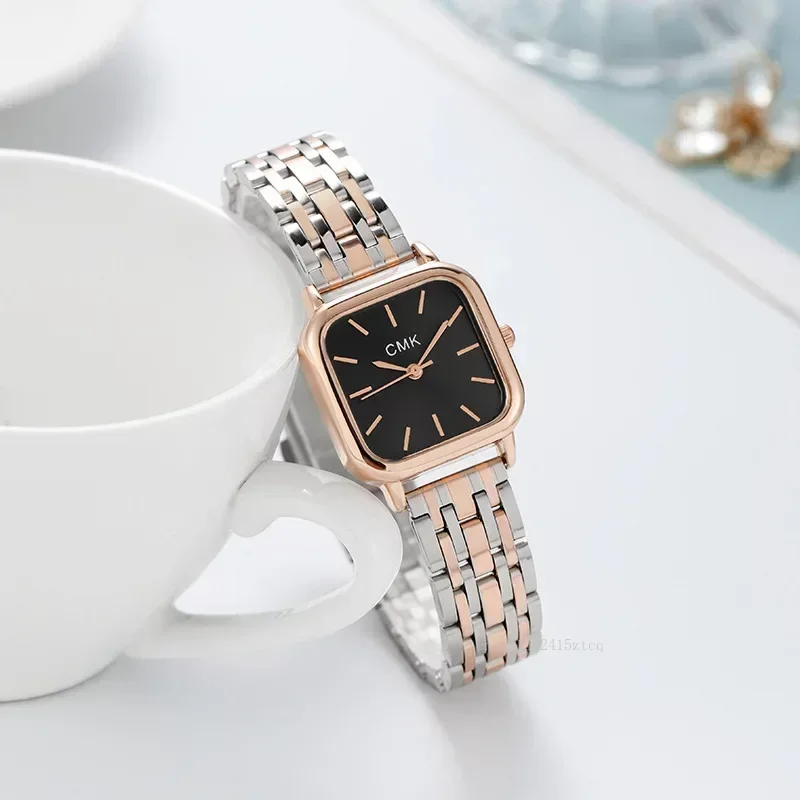 Fashion Square Watch Women Silver Watches Stainless Steel Band Quartz Wristwatches Ladies Relogio Feminino Montre Femme 2024